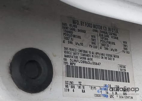 2003 Lincoln Navigator from USA, damaged, VIN 5LMFU28R63LJ30647